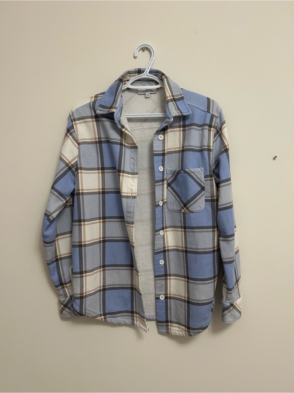 Light Blue Plaid Women's Button-Front Cardigan Sweater